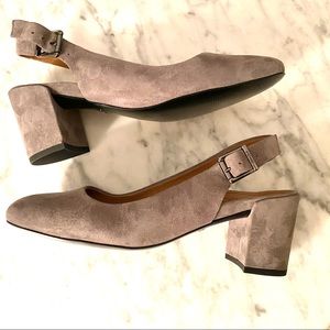 Vionic Suede Slingbacks Block Heel - Pristine